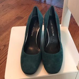 Teal suede Stuart Weitzman Mary Pumps